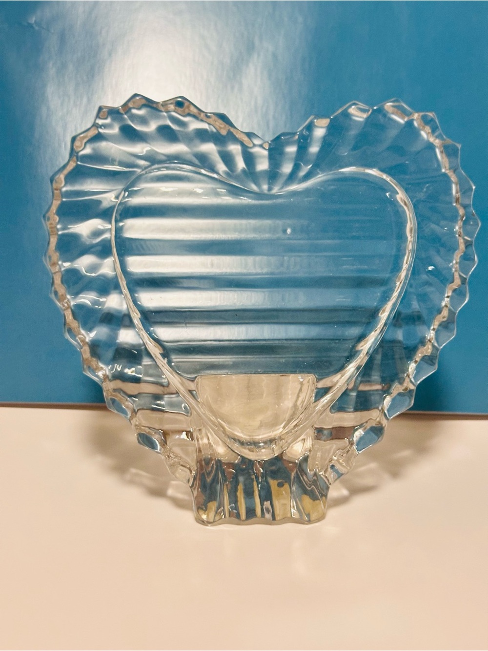 Heart Shaped Picture Frame 24 Percent Lead Crystal Yugoslavia Clear Gifting